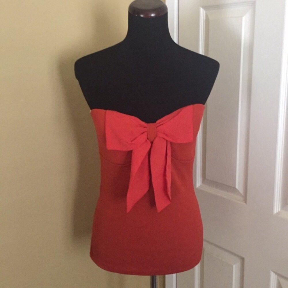 Red Fashion Tube Top with Bow Detail